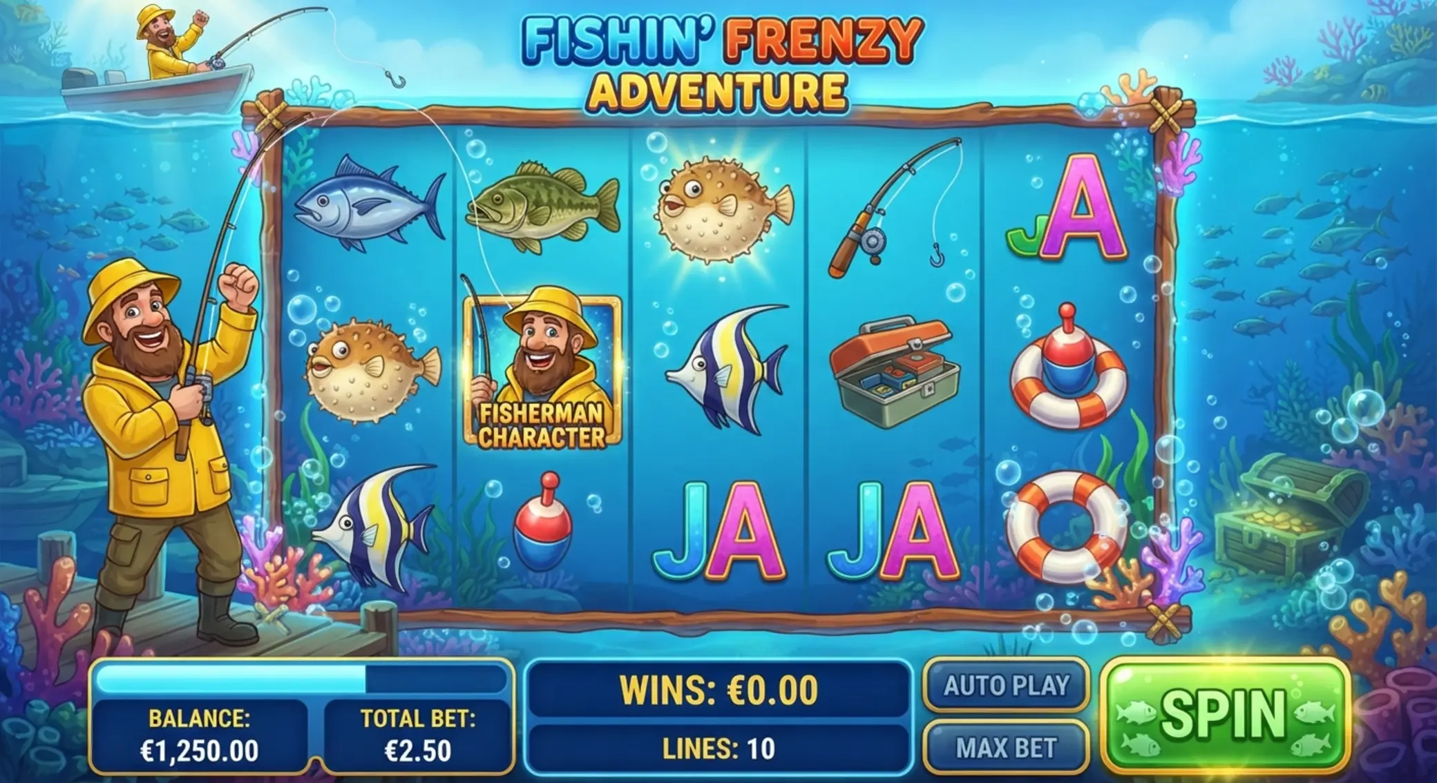 Ekran podstawowej gry Big Bass Bonanza 1000