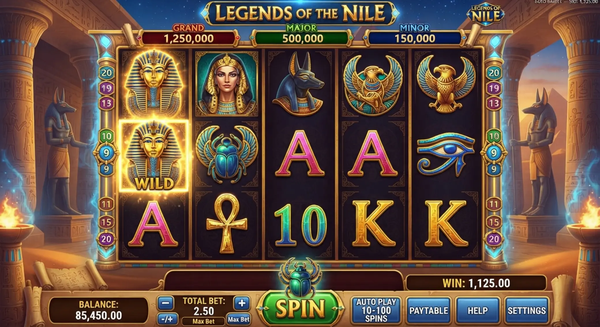 Ekran Book of Ra Magic Ekran gry Book of Ra Magic z bębnami i tłem świątyni