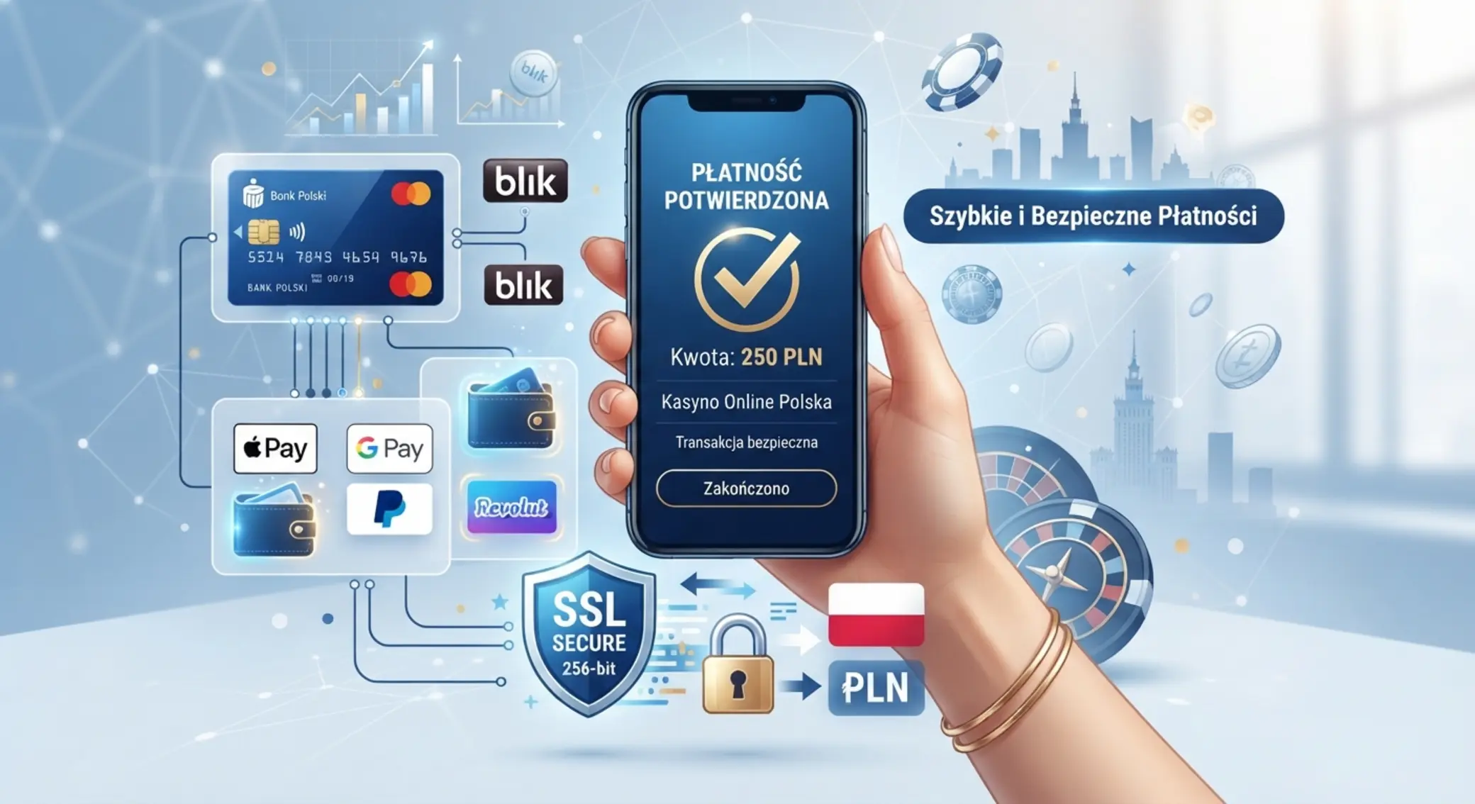 Ilustracja płatności online w kasynie dla polskich graczy