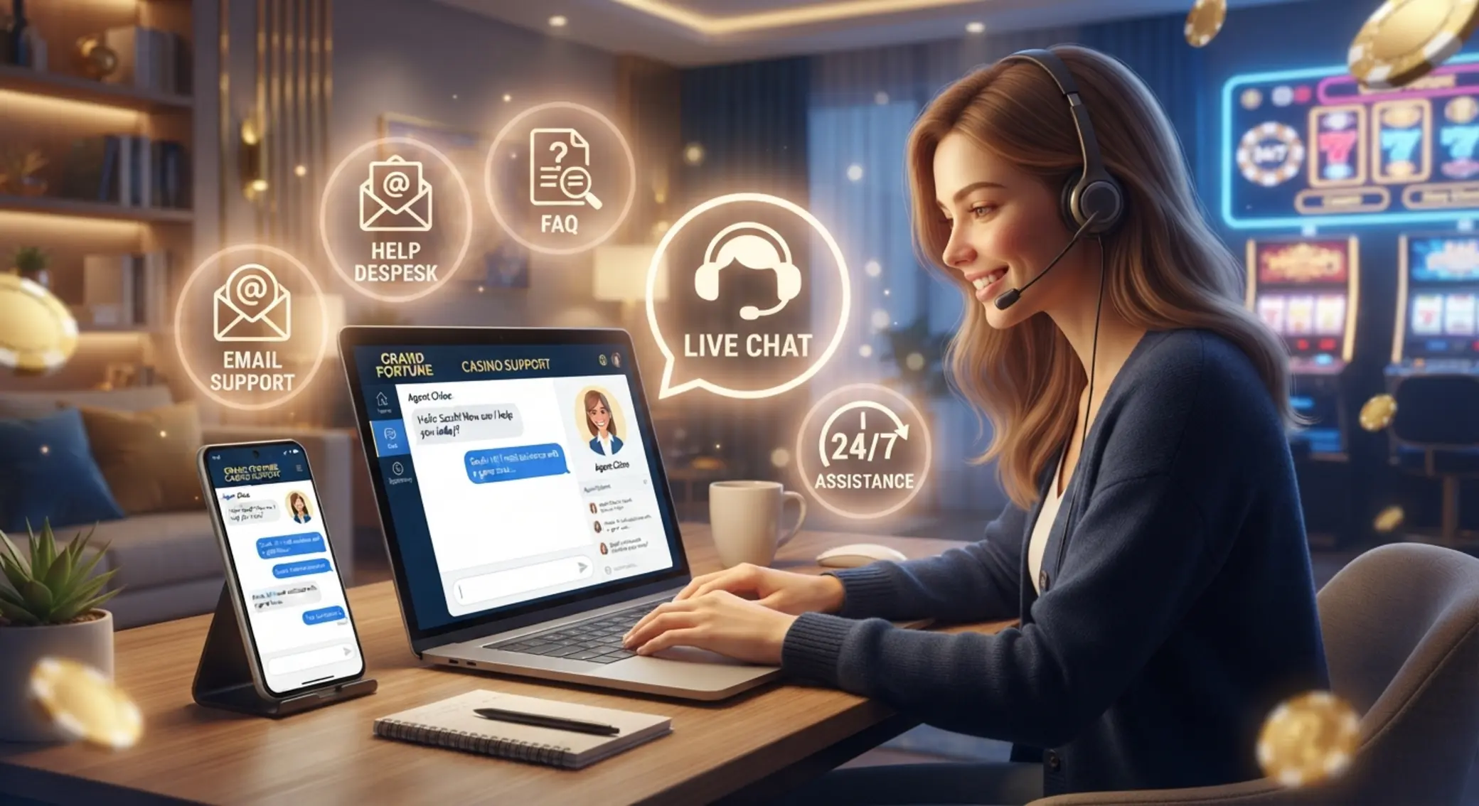 Kontakt z obsługą kasyna online Gracz kontaktujący się z pomocą kasyna online