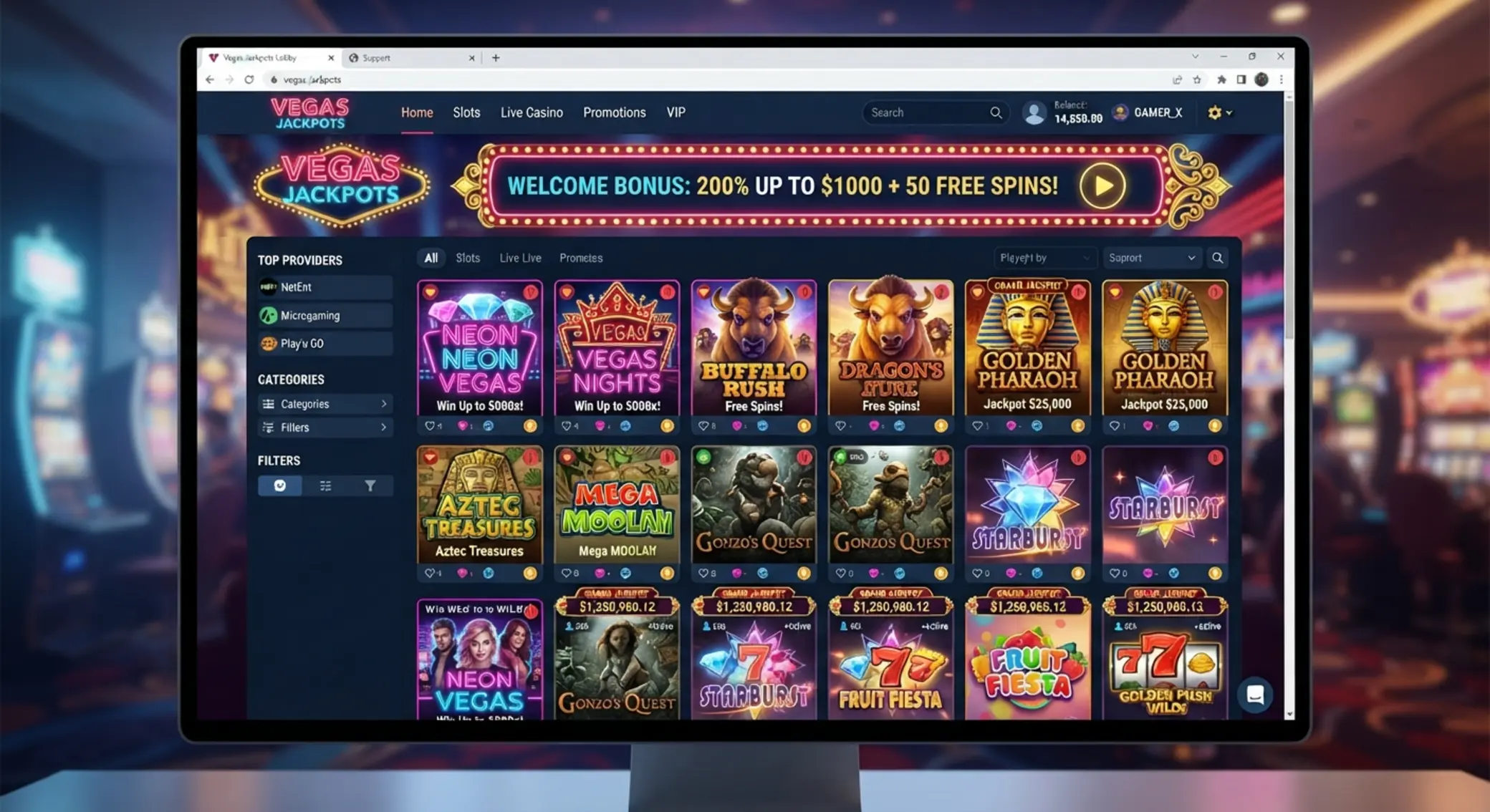 Kolorowe lobby automatów w stylu Hot Slot Casino
