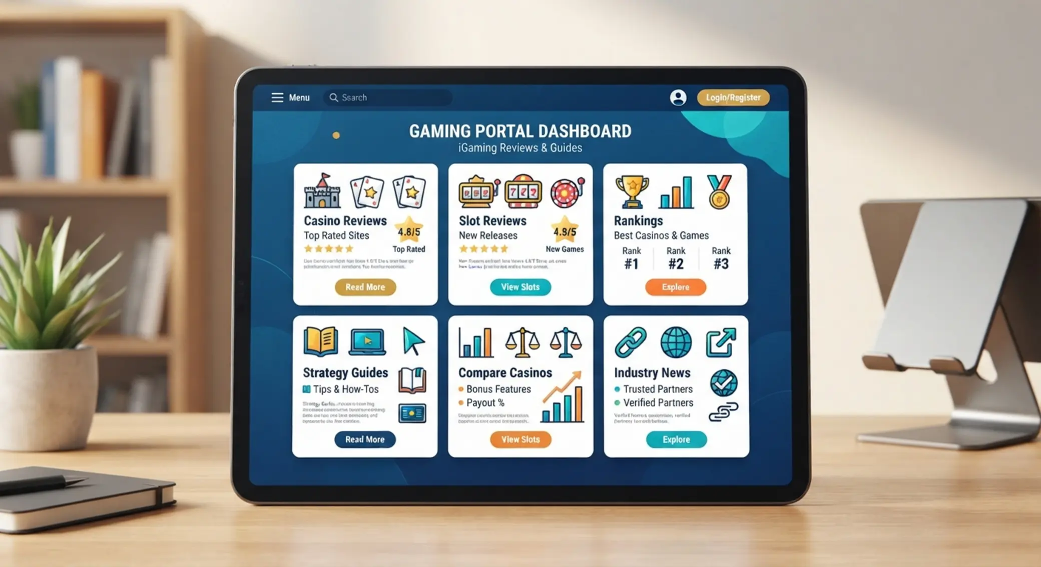 Wizualizacja zakresu usług serwisu o kasynach online